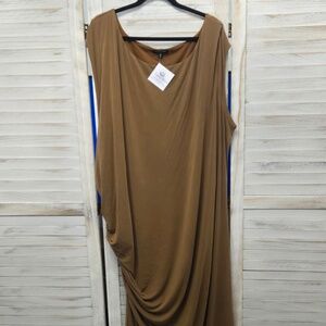 Universal Standard Rachel Ruched Midi Dress in Caramel Size 2xl (30/32W). NWOT